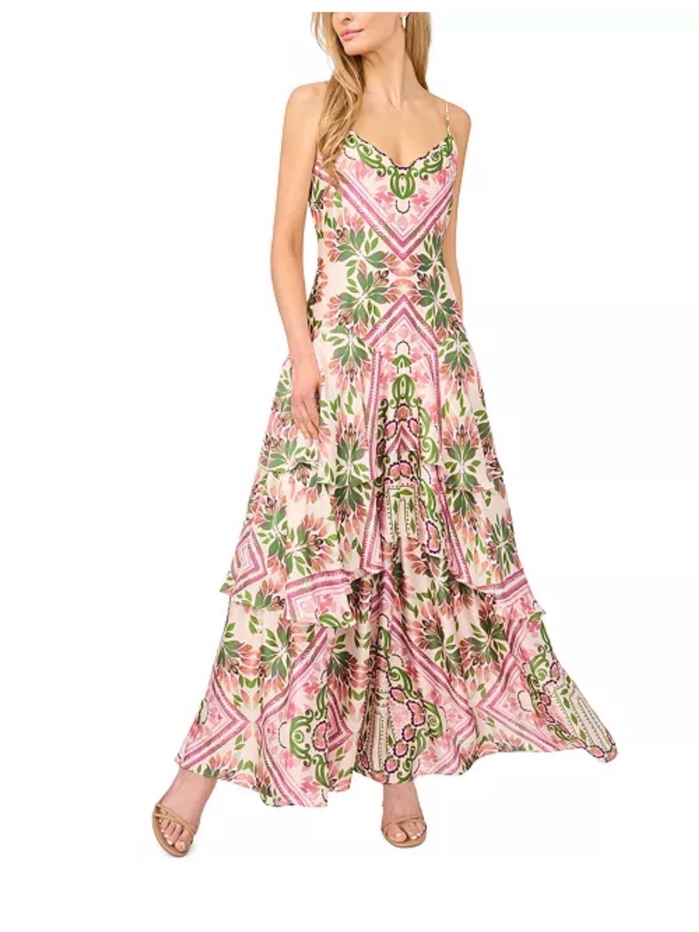 Parker Pink and Green Floral Maxi Dress